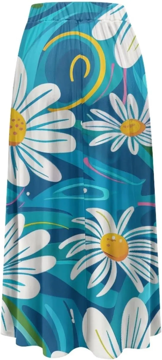 Womens Long Skirts with Pockets Flowy High Waisted Pleated Skirt for Women Daily Maxi Ladies Skirts Plus Size