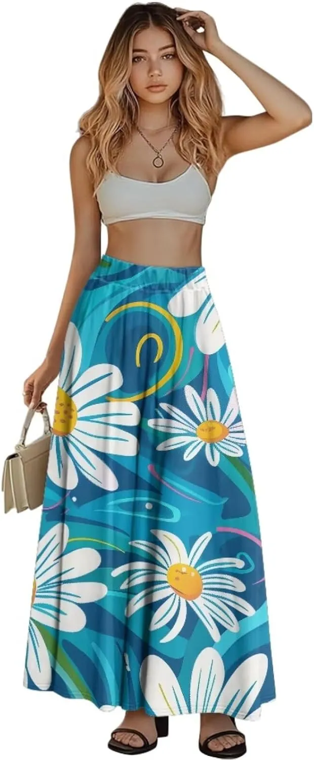 Womens Long Skirts with Pockets Flowy High Waisted Pleated Skirt for Women Daily Maxi Ladies Skirts Plus Size