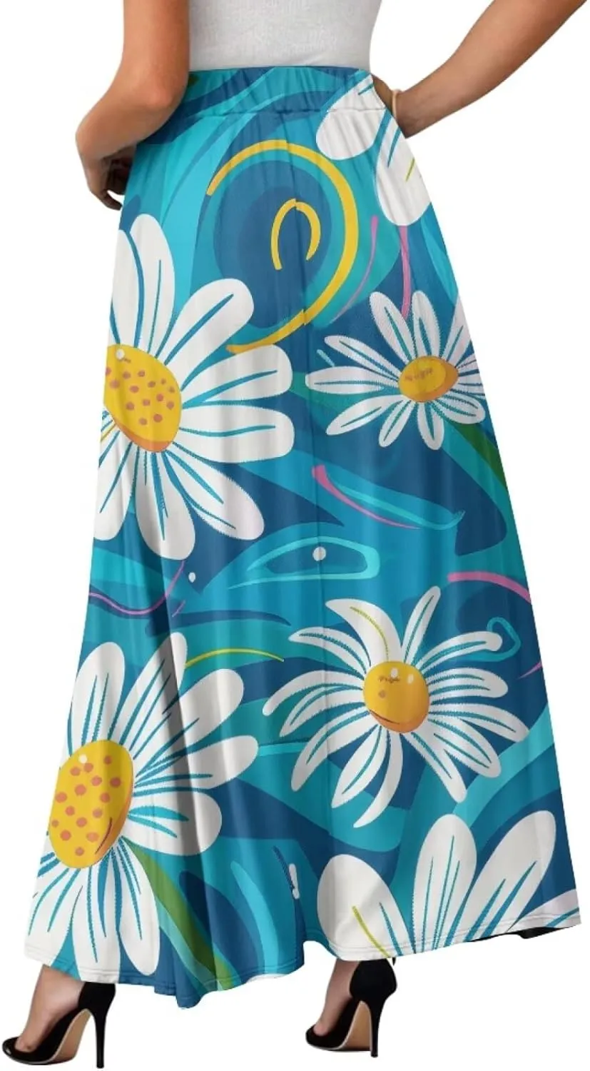 Womens Long Skirts with Pockets Flowy High Waisted Pleated Skirt for Women Daily Maxi Ladies Skirts Plus Size