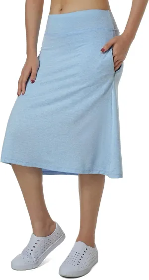 Women's Midi Knee Length Skirts with Zipper Pockets,26" Knee Length Skorts for Women Athletic Swim Skirts