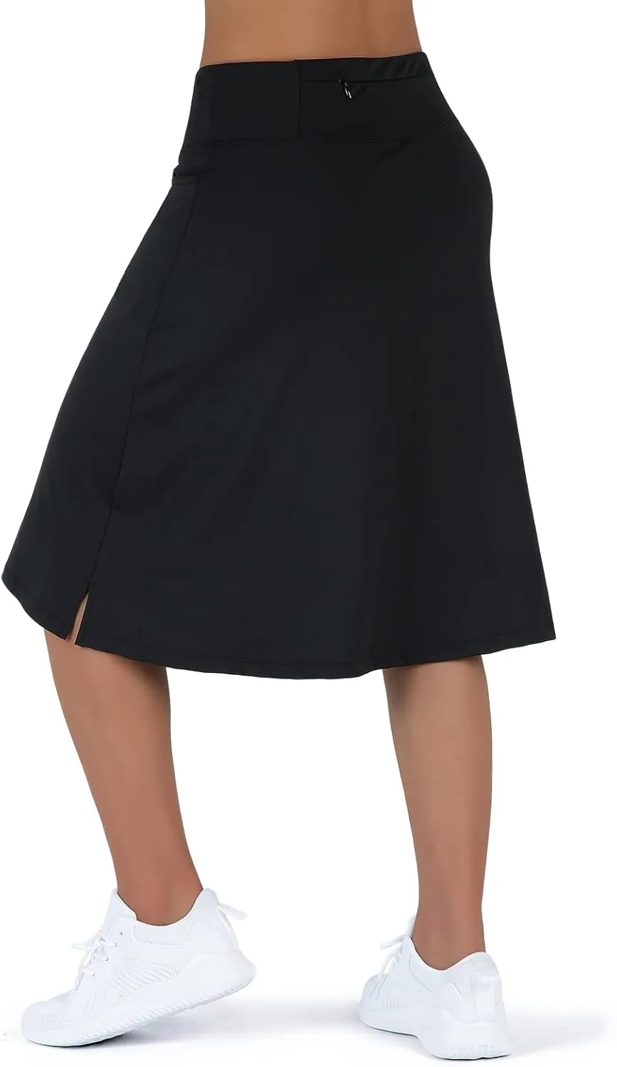 Women's Midi Length Skorts Skirts with 3 Pockets Modest Skirts Women's 24" Knee Length Skort