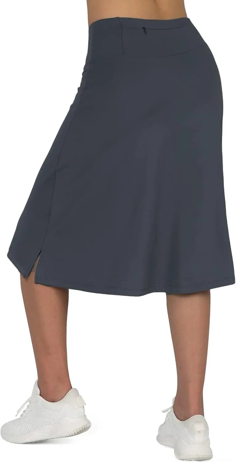 Women's Midi Length Skorts Skirts with 3 Pockets Modest Skirts Women's 24" Knee Length Skort