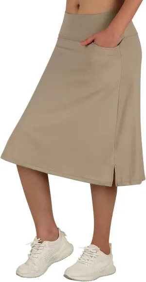 Women's Midi Length Skorts Skirts with 3 Pockets Modest Skirts Women's 24" Knee Length Skort
