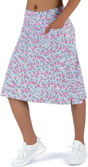 Women's Midi Length Skorts Skirts with 3 Pockets Modest Skirts Women's 24" Knee Length Skort