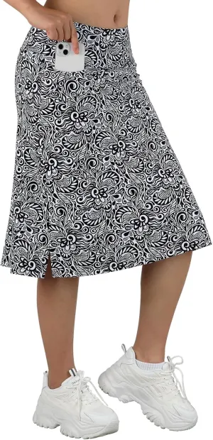 Women's Midi Length Skorts Skirts with 3 Pockets Modest Skirts Women's 24" Knee Length Skort