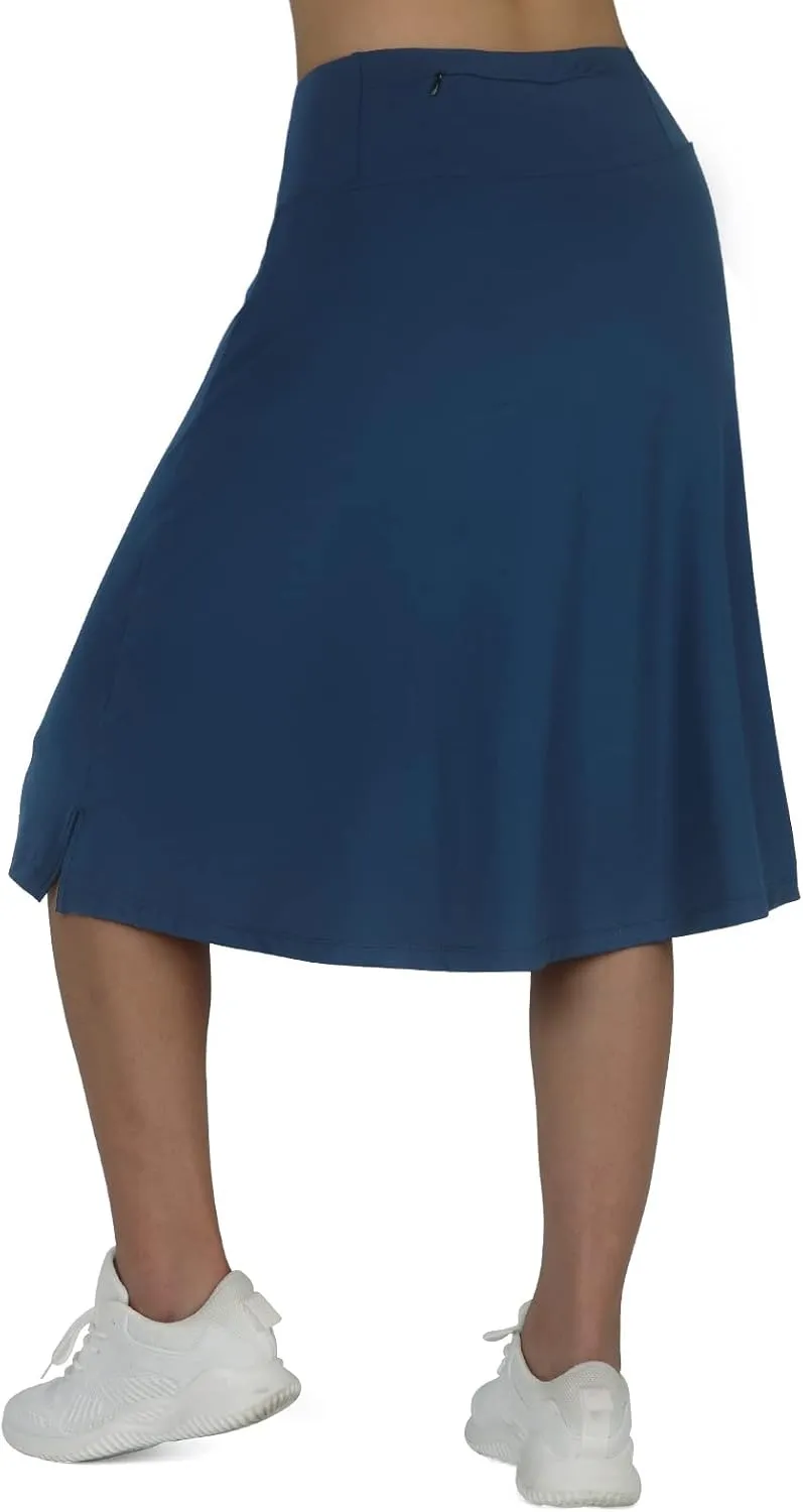 Women's Midi Length Skorts Skirts with 3 Pockets Modest Skirts Women's 24" Knee Length Skort