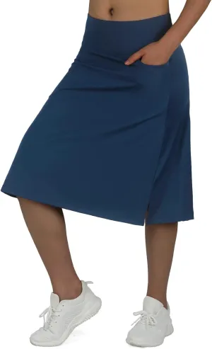 Women's Midi Length Skorts Skirts with 3 Pockets Modest Skirts Women's 24" Knee Length Skort