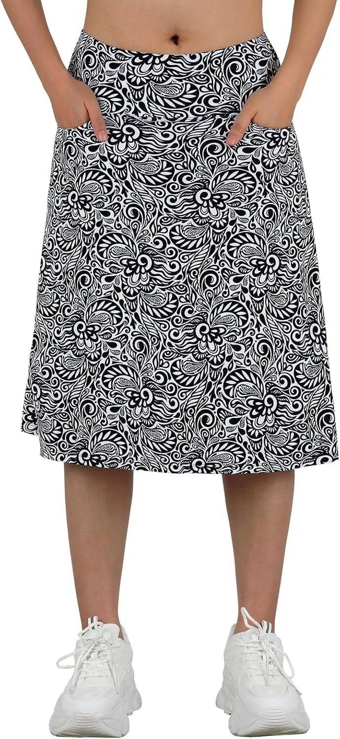 Women's Midi Length Skorts Skirts with 3 Pockets Modest Skirts Women's 24" Knee Length Skort