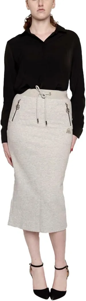 Women's Midi Pencil Skirt with Zip Pockets