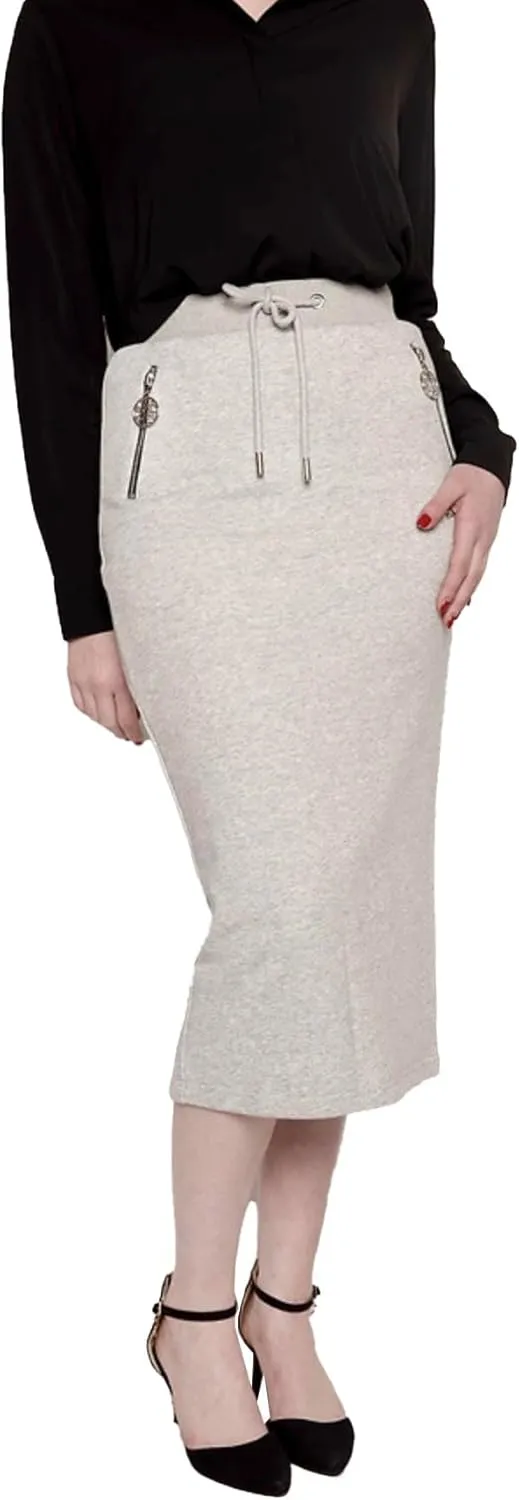 Women's Midi Pencil Skirt with Zip Pockets