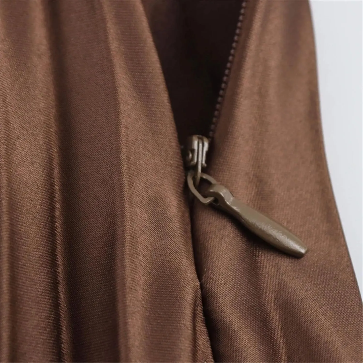Women's Midi Skirts Vintage High Waist Party Pleated Ruffles Side Zipper Long Skirts