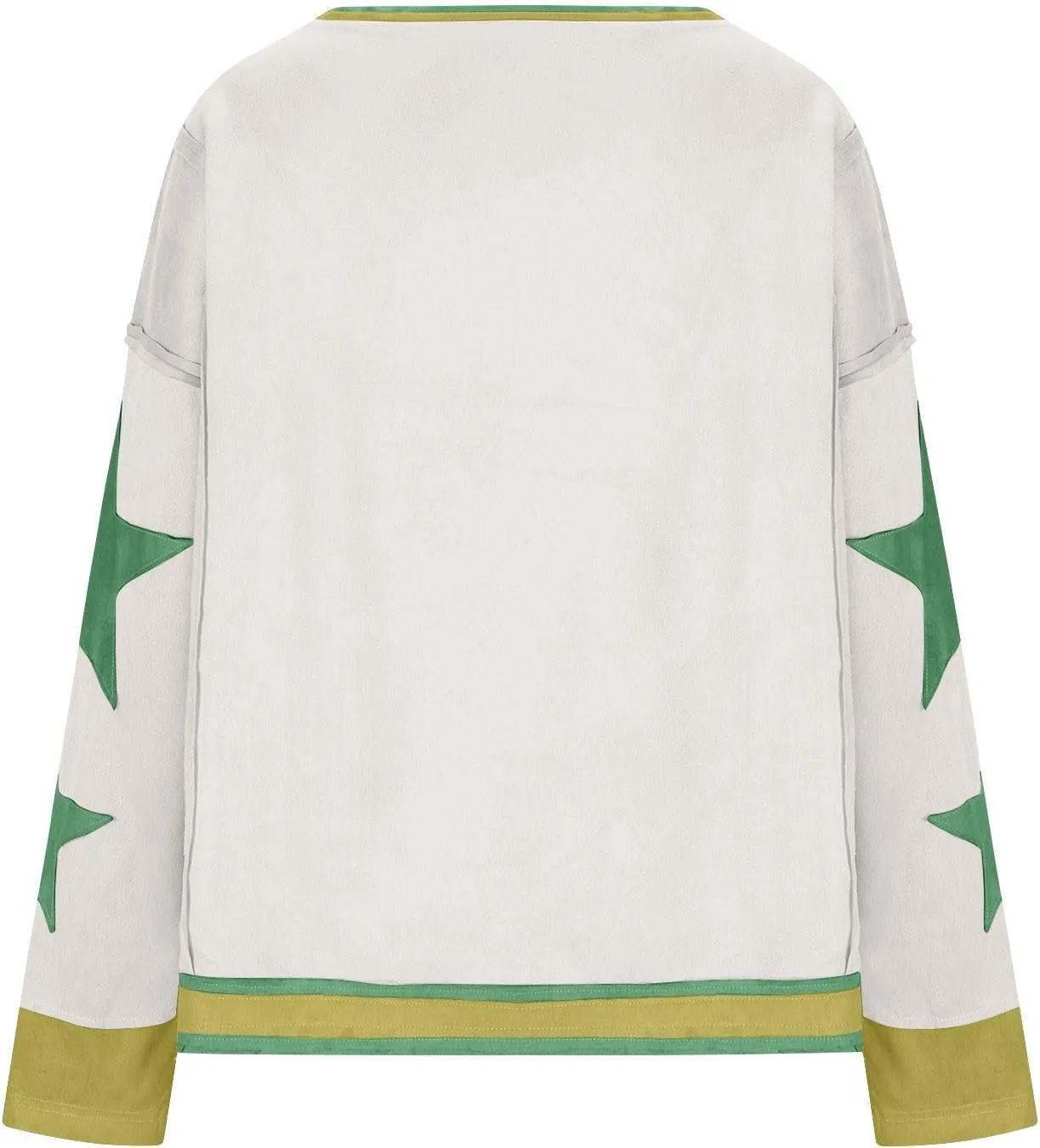 Women's Oversized Star Sweatshirt Long Sleeve Y2k Shirts Drop Shoulder Vintage Graphic Crewneck Jacket Preppy Clothes