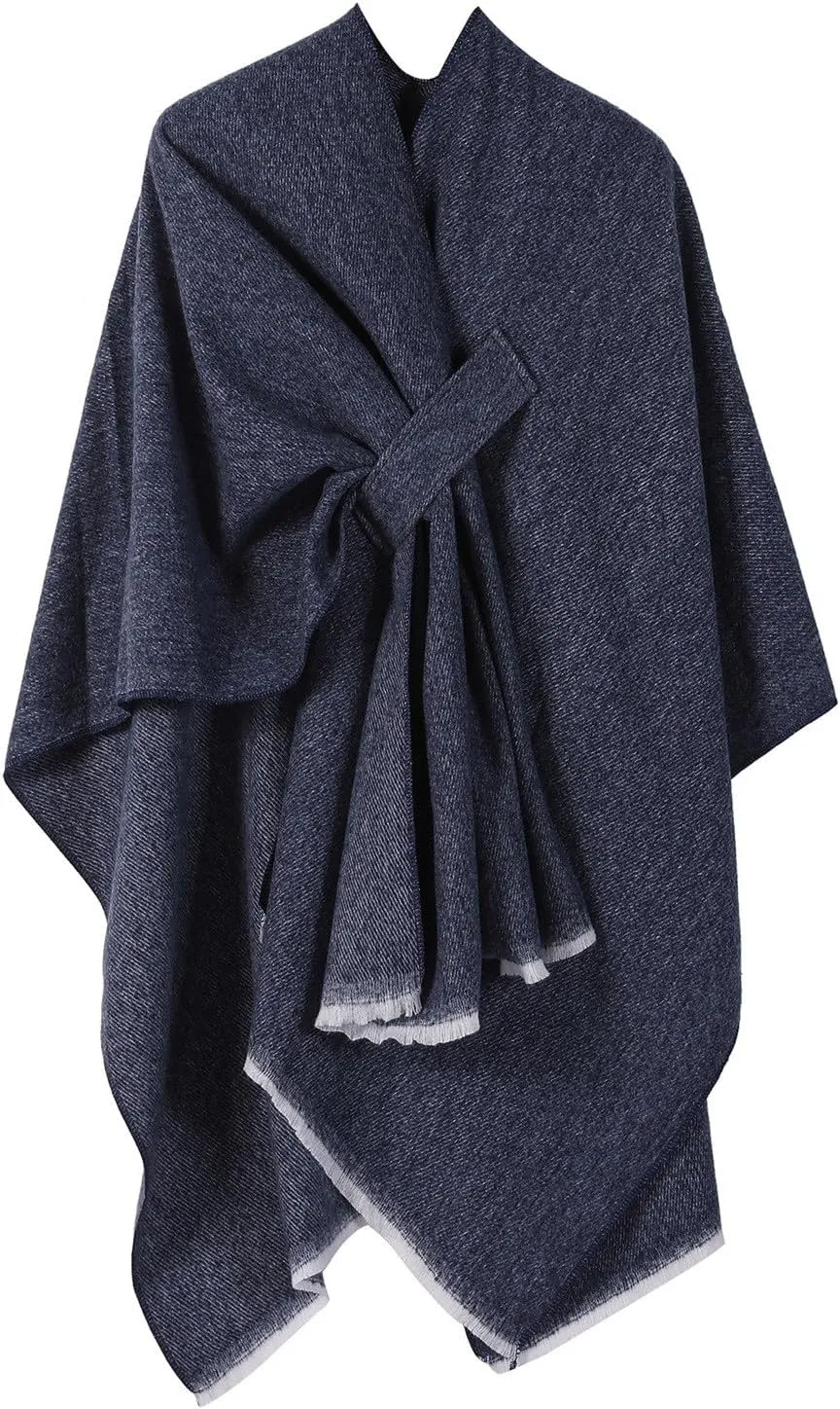 Women's Shawls Wrap Poncho Soft Capes Open Front Cardigan Large Blanket Wraps Cashmere Knitted Cloak Cardigan Warm