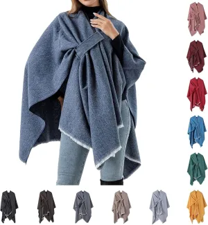 Women's Shawls Wrap Poncho Soft Capes Open Front Cardigan Large Blanket Wraps Cashmere Knitted Cloak Cardigan Warm