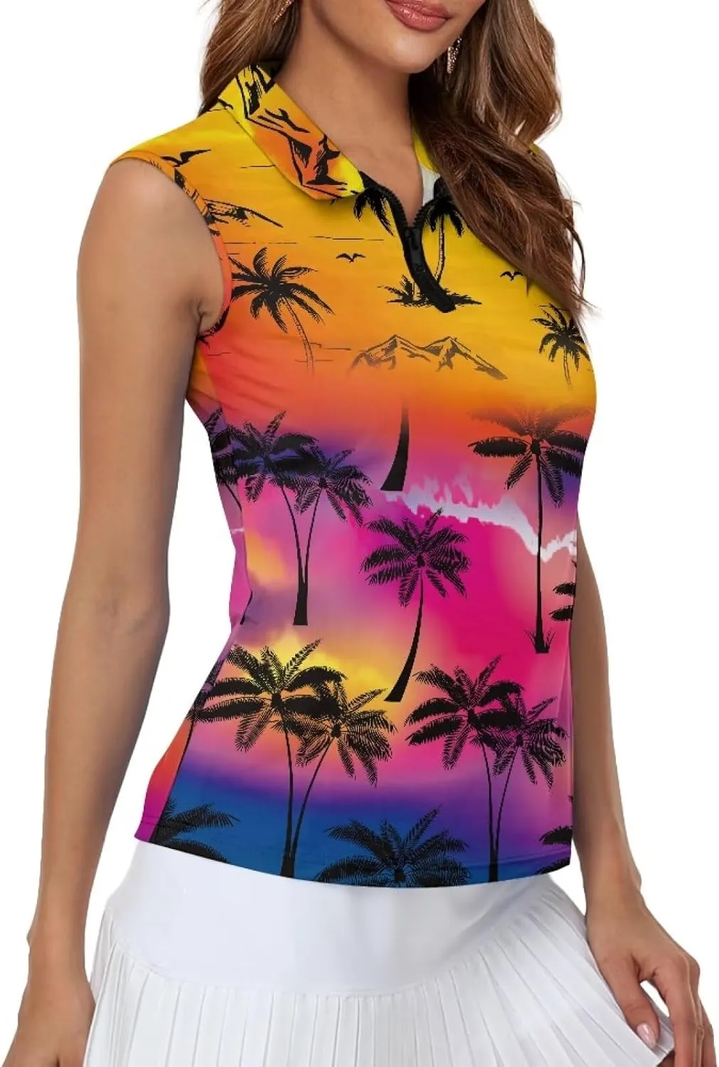 Women's Sleeveless Golf Shirts Sun Protection Quickly Dry Tennis Polo Lightweight Sports Athletic Tank Tops