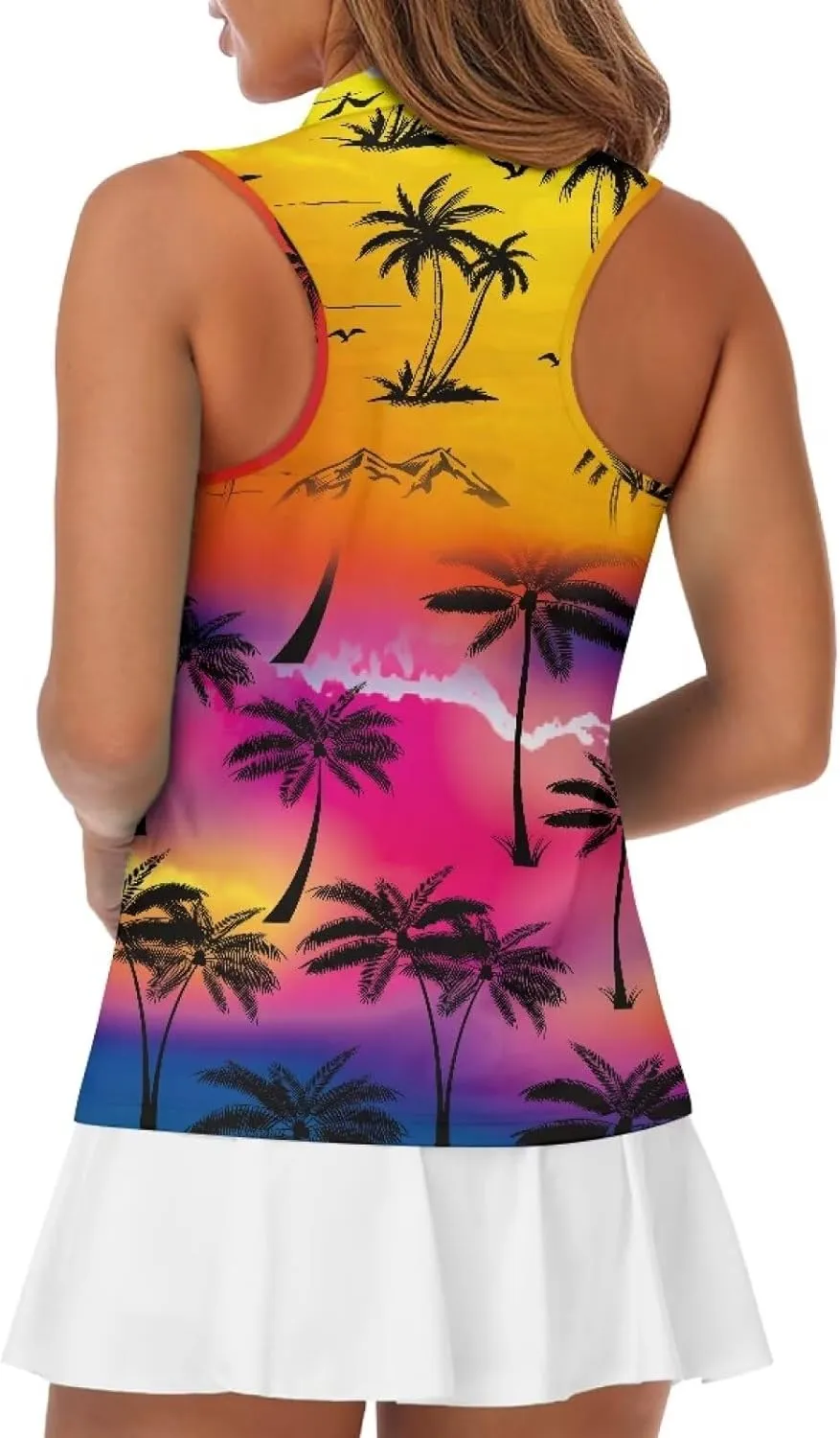 Women's Sleeveless Golf Shirts Sun Protection Quickly Dry Tennis Polo Lightweight Sports Athletic Tank Tops