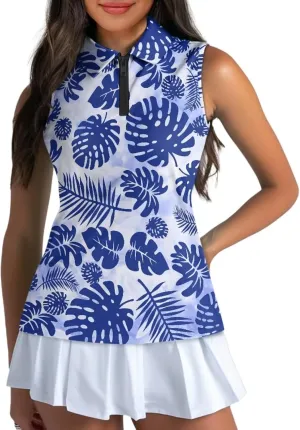 Women's Sleeveless Golf Shirts Sun Protection Quickly Dry Tennis Polo Lightweight Sports Athletic Tank Tops