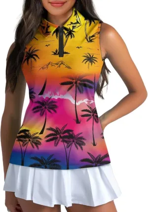 Women's Sleeveless Golf Shirts Sun Protection Quickly Dry Tennis Polo Lightweight Sports Athletic Tank Tops