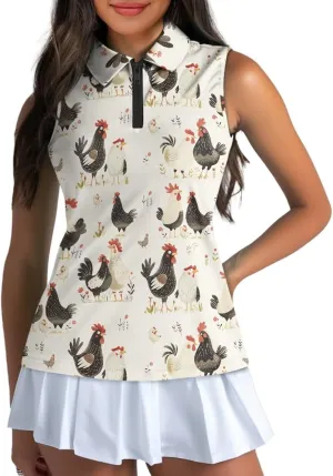 Women's Sleeveless Golf Shirts Sun Protection Quickly Dry Tennis Polo Lightweight Sports Athletic Tank Tops