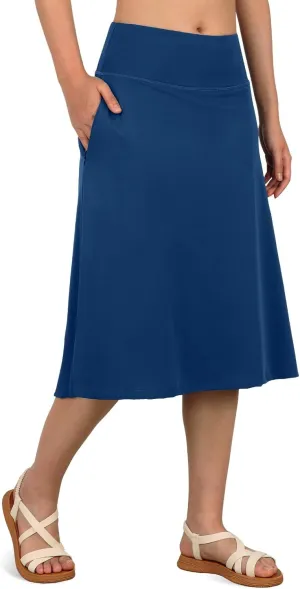 Women's Swim Skirts with Leggings 26" Midi Length Modest Long Skirted Bottom Swimwear with Zipper Pockets