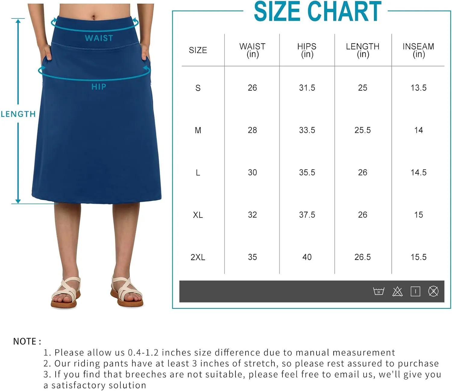 Women's Swim Skirts with Leggings 26" Midi Length Modest Long Skirted Bottom Swimwear with Zipper Pockets