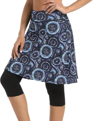 Womens-Tennis-Skirts-with-Leggings 23"-Knee-Length-Capris Athletic-Modest Midi-Skorts - Workout Casual Golf Pockets