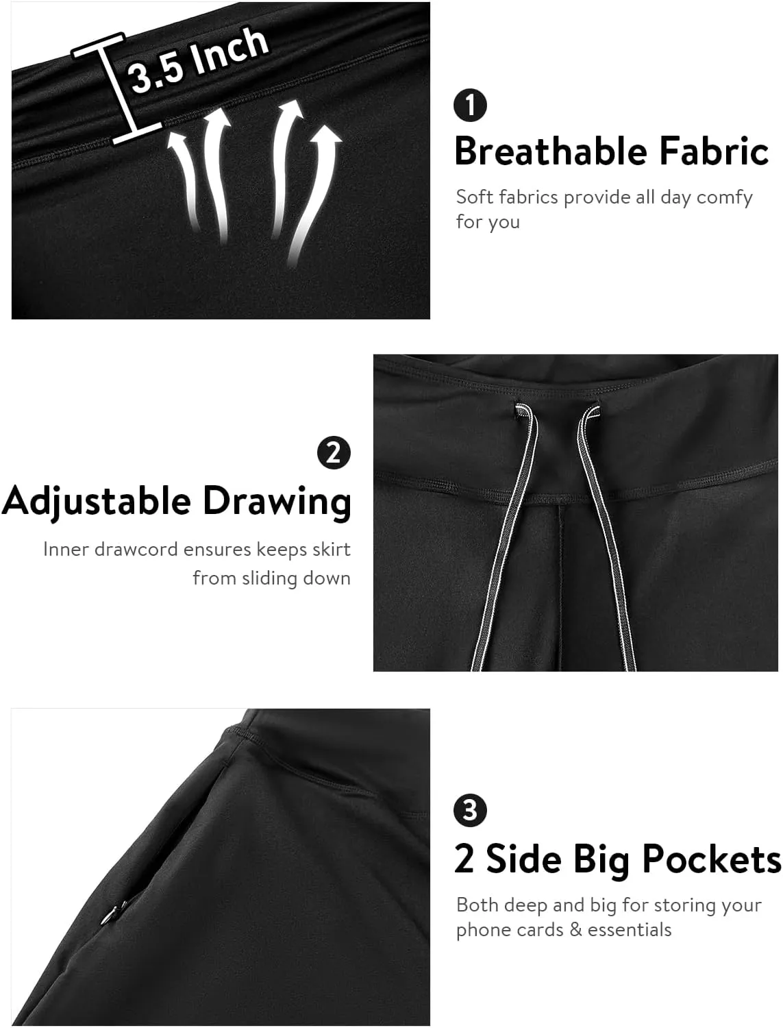 Womens-Tennis-Skirts-with-Leggings 23"-Knee-Length-Capris Athletic-Modest Midi-Skorts - Workout Casual Golf Pockets