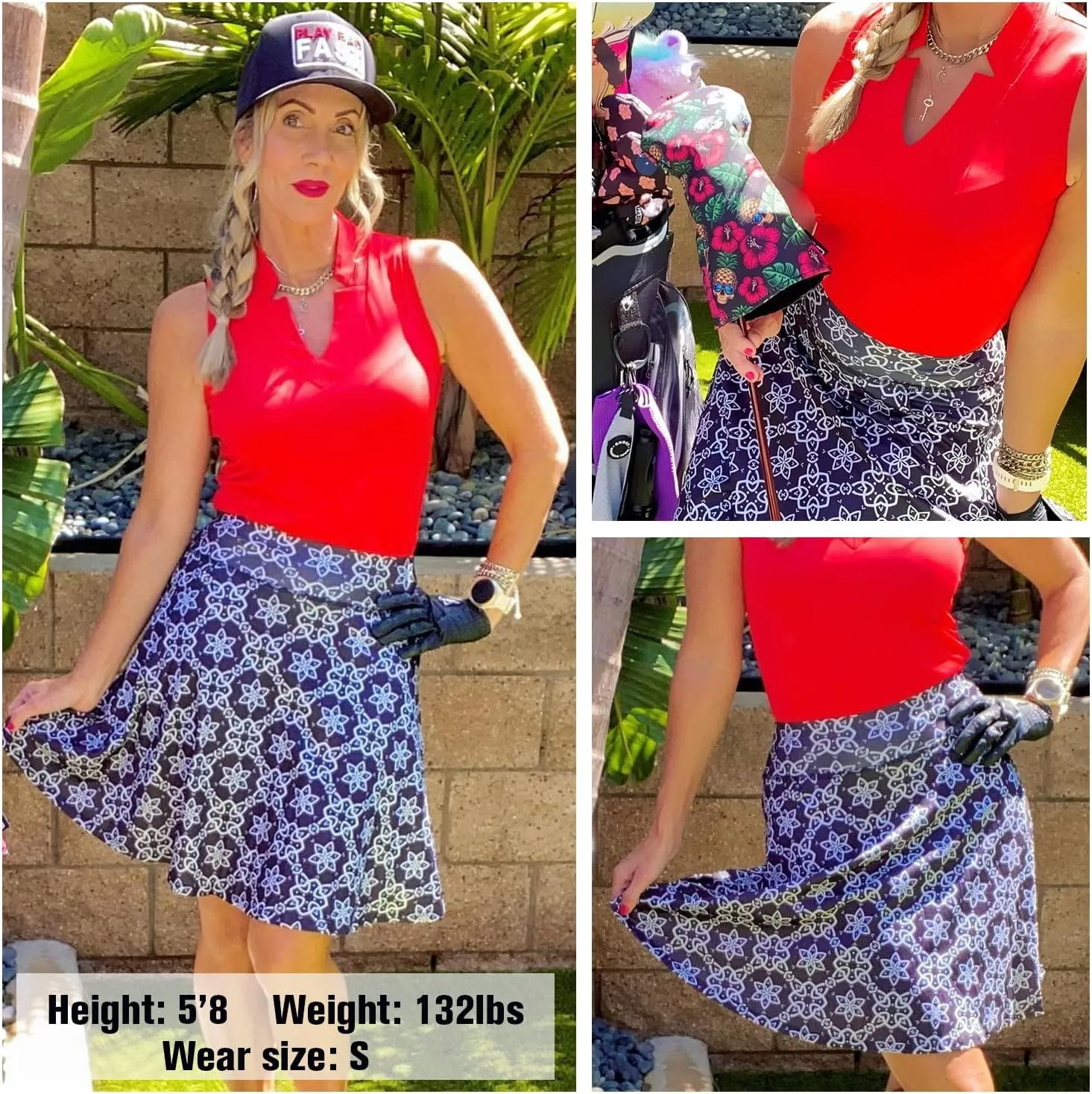 WOWENY Womens 20'' Knee Length Tennis Skirts Athletic Long Golf Skorts Skirts with Inner Shorts Pockets