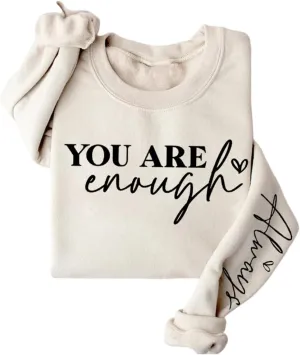 You Are Enough Sweatshirt Women Mental Health Sweatshirt Inspirational Long Sleeve Fleece Pullover Sweater