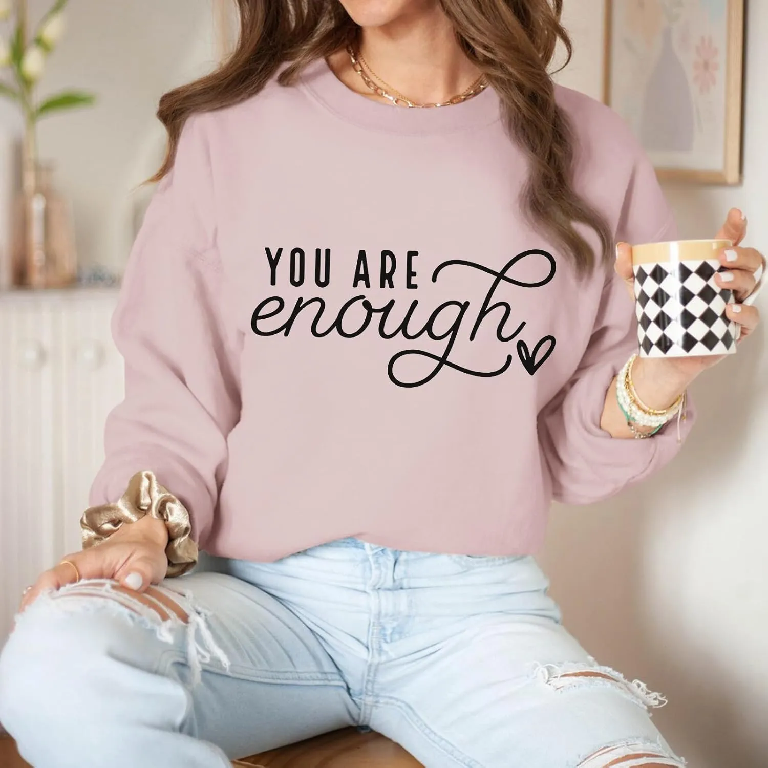 You Are Enough Sweatshirts for Women Dear Person Behind Me Hoodie Mental Health Inspirational Shirts Pullover Tops