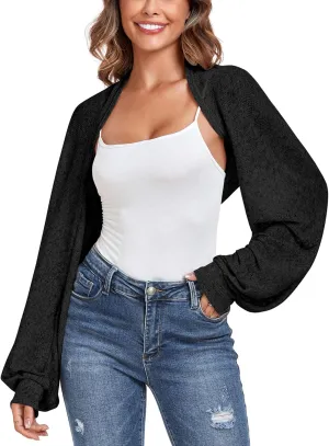 ZAFUL Women's Sheer Shrug Y2K Long Sleeve Cardigans 2025 Irregular Tie Front Bolera
