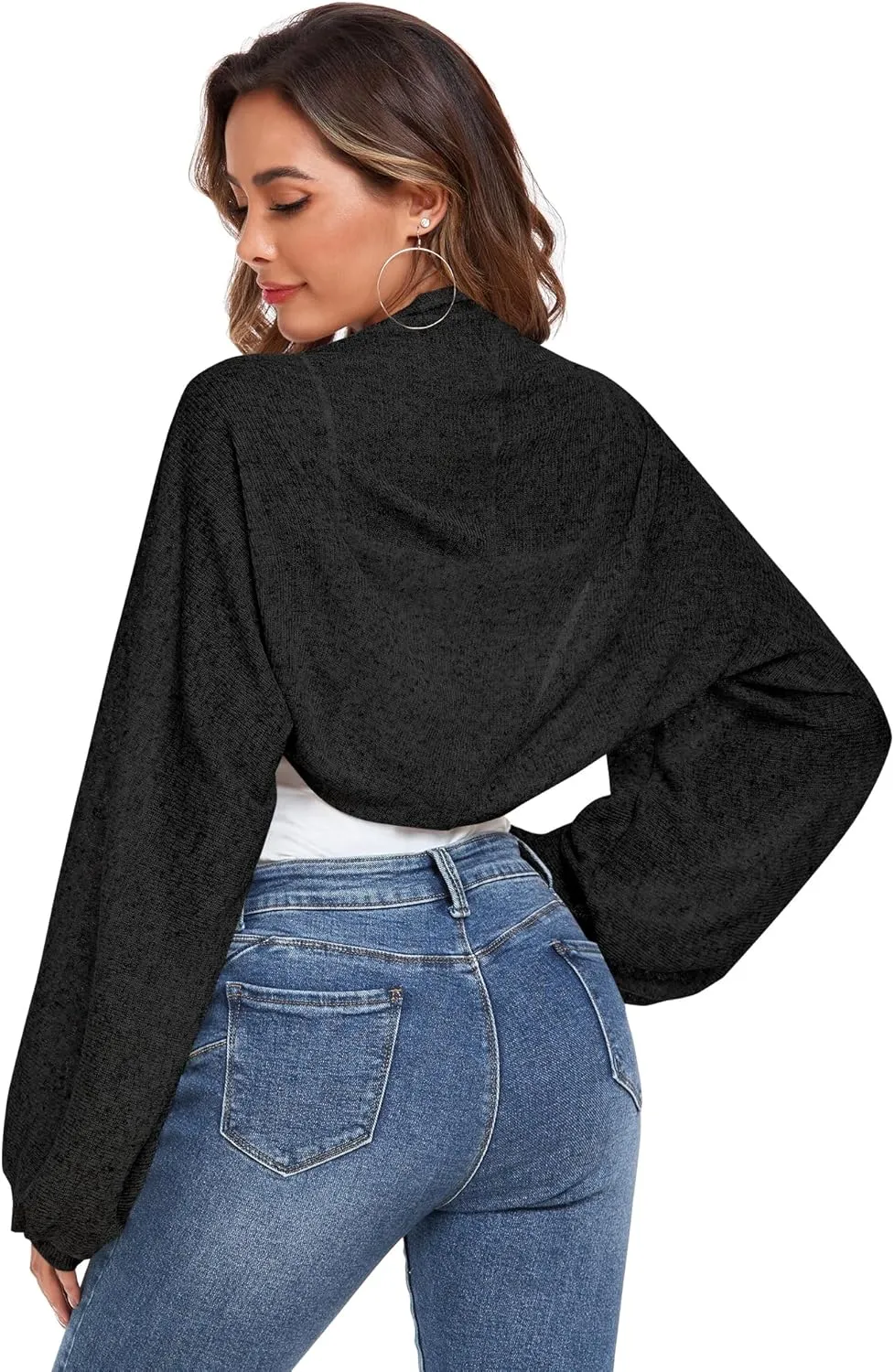ZAFUL Women's Sheer Shrug Y2K Long Sleeve Cardigans 2025 Irregular Tie Front Bolera