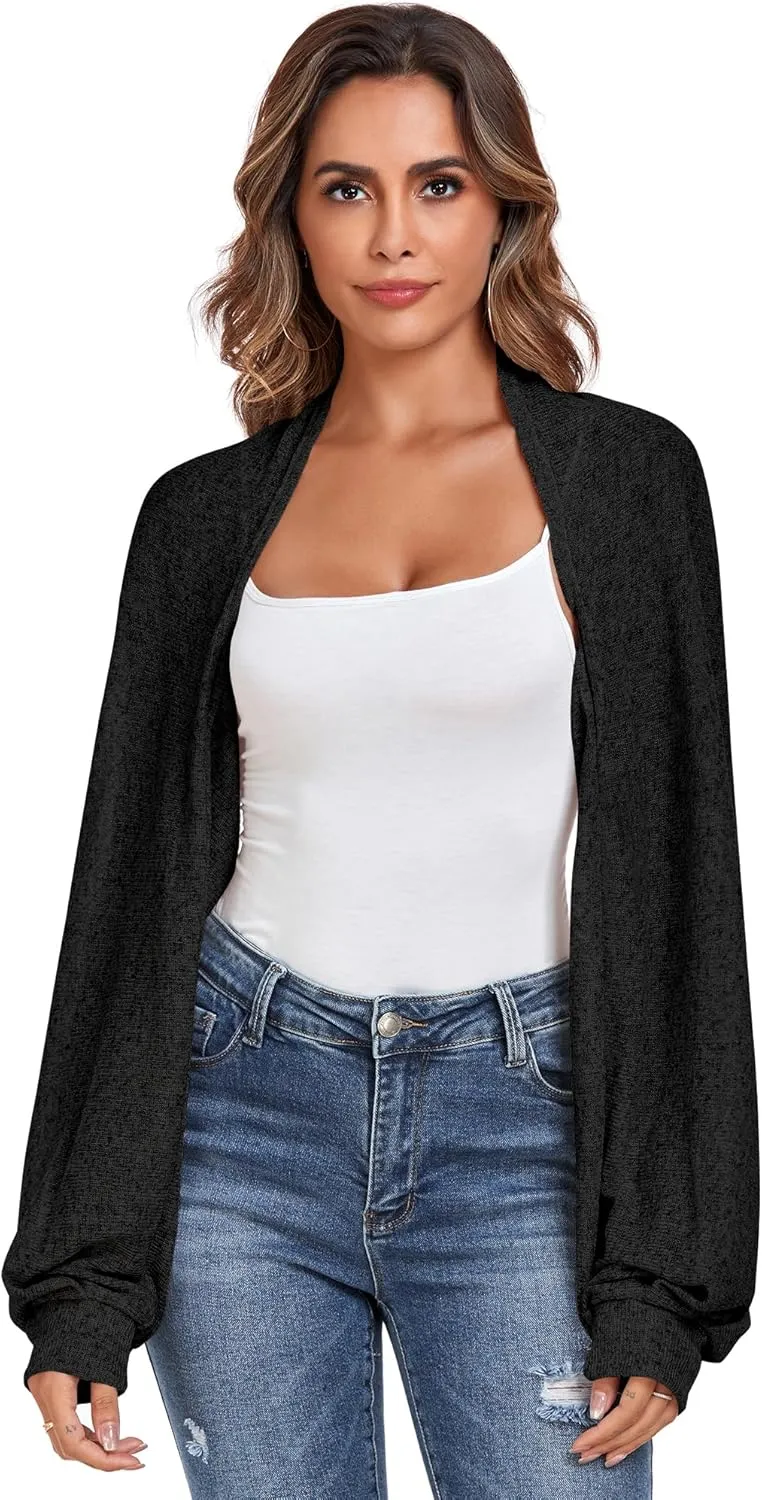 ZAFUL Women's Sheer Shrug Y2K Long Sleeve Cardigans 2025 Irregular Tie Front Bolera